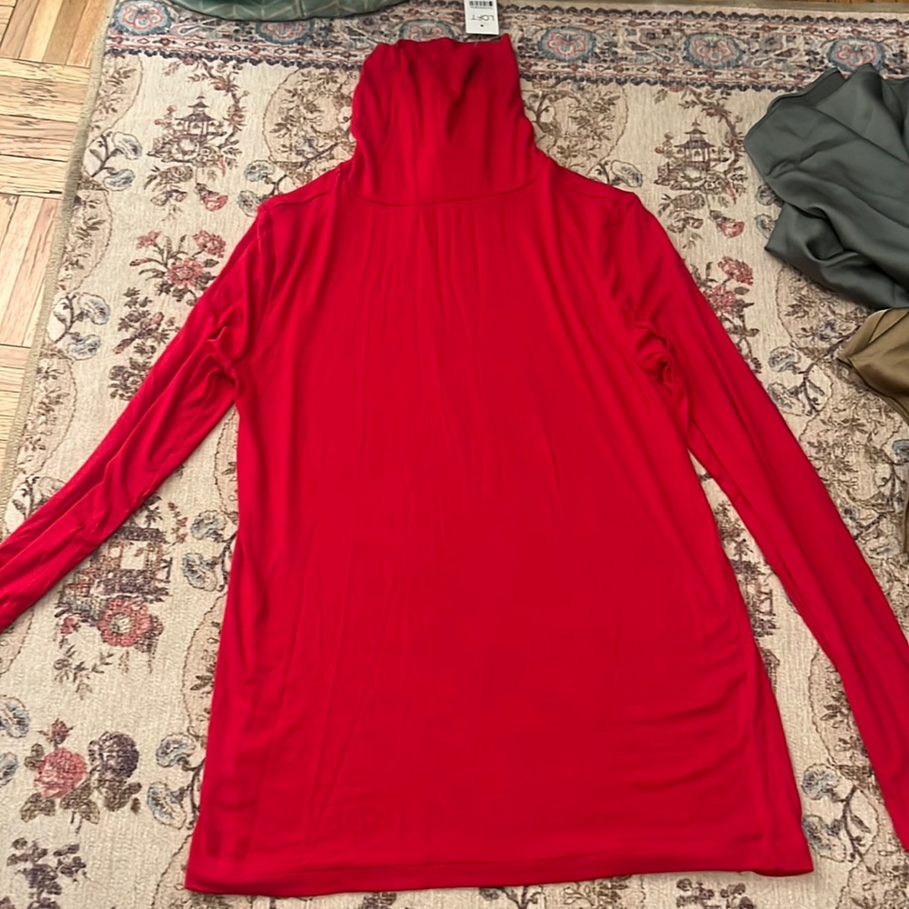 Red cotton turtleneck from LOFT